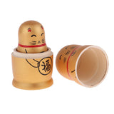 Maxbell Delicate Golden Maneki Neko Russian Babushka Matryoshka Nesting Dolls New Year Gift Home Office Ornaments 5 Pieces Set - Aladdin Shoppers