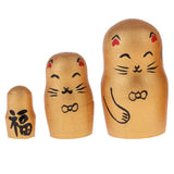 Maxbell Delicate Golden Maneki Neko Russian Babushka Matryoshka Nesting Dolls New Year Gift Home Office Ornaments 5 Pieces Set - Aladdin Shoppers