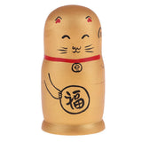 Maxbell Delicate Golden Maneki Neko Russian Babushka Matryoshka Nesting Dolls New Year Gift Home Office Ornaments 5 Pieces Set - Aladdin Shoppers