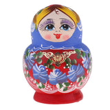 Maxbell Handcrafted Chromatic Wooden Russian Nesting Doll Babushka Matryoshka Stacking Dolls Set Birthday Gift Festival Decor 10 Pieces - Aladdin Shoppers