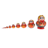 Maxbell 10 Pieces Kit Hand Printed Red Woman Russian Matryoshka Babushka Stacking Dolls Birthday Gift Toy Decoration - Aladdin Shoppers