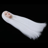 Maxbell 1/6 BJD Male Doll Head Sculpt with White Long Hair Wig DIY Replacement Boy Action Figures Makeup Face - Aladdin Shoppers