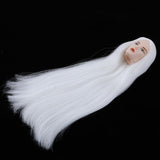 Maxbell 1/6 BJD Male Doll Head Sculpt with White Long Hair Wig DIY Replacement Boy Action Figures Makeup Face - Aladdin Shoppers
