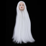 Maxbell 1/6 BJD Male Doll Head Sculpt with White Long Hair Wig DIY Replacement Boy Action Figures Makeup Face - Aladdin Shoppers