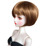 Maxbell Fashion Brown Bob Haircut Wig Hair 7-8inch for Mini Dollfie DOD SD DD 1/4 BJD Doll Cosplay Dress Up - Aladdin Shoppers