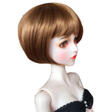 Maxbell Fashion Brown Bob Haircut Wig Hair 7-8inch for Mini Dollfie DOD SD DD 1/4 BJD Doll Cosplay Dress Up - Aladdin Shoppers