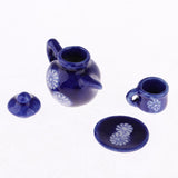 15 Pieces 1/12 Dollhouse Miniature Dining Ware Porcelain Dish Cup Plate Coffe Tea Set - Aladdin Shoppers