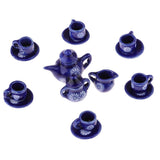 15 Pieces 1/12 Dollhouse Miniature Dining Ware Porcelain Dish Cup Plate Coffe Tea Set - Aladdin Shoppers