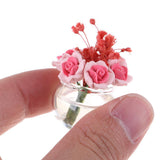 1/12 Dollhouse Miniature Small Red Plant Rose Flower Arrangement Oanment - Aladdin Shoppers