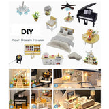 Maxbell DIY Dolls House Kit Wood Miniature with Furniture LED Light Mermaid Tribe - Aladdin Shoppers