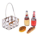 1/12 Dollhouse Miniature Groceries Bread Coffe Bottles & Metal Basket Kitchen Foods - Aladdin Shoppers