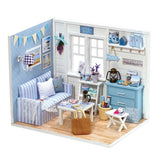 Maxbell 1/24 DIY Miniature Fresh Sunshine Living Room Dollhouse Kits with Furniture Model, for Ages 6+