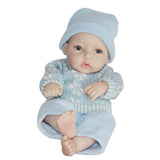 Maxbell 11inch Full Body Soft Silicone Vinyl Doll Reborn Newborn Baby Dolls Realistic Alive Babies Doll with Accessories Blue