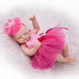 Maxbell 26cm Lovely Reborn Baby Girl Doll that Look Real with Rose Red Dress Set Kids Sleeping Playmate