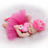 26cm Lovely Reborn Baby Girl Doll that Look Real with Rose Red Dress Set Kids Sleeping Playmate - Aladdin Shoppers