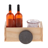 Miniature Wine Juice Bottles Cup Wood Rack 1/12 Dollhouse Drink Model 3 Sets