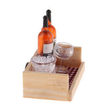 Miniature Wine Juice Bottles Cup Wood Rack 1/12 Dollhouse Drink Model 3 Sets