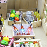 Miniature Wine Juice Bottles Cup Wood Rack 1/12 Dollhouse Drink Model 3 Sets