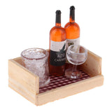 Miniature Wine Juice Bottles Cup Wood Rack 1/12 Dollhouse Drink Model 3 Sets