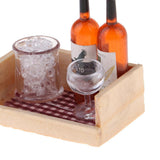 Miniature Wine Juice Bottles Cup Wood Rack 1/12 Dollhouse Drink Model 3 Sets
