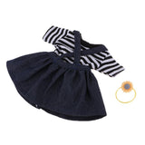 Reborn Doll Striped T-shirt Suspender Dress & Hair Ring for 25cm Mellchan Dolls Dress Up Accs - Aladdin Shoppers