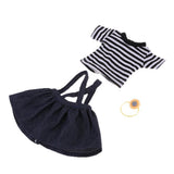 Reborn Doll Striped T-shirt Suspender Dress & Hair Ring for 25cm Mellchan Dolls Dress Up Accs - Aladdin Shoppers