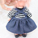 Reborn Doll Striped T-shirt Suspender Dress & Hair Ring for 25cm Mellchan Dolls Dress Up Accs - Aladdin Shoppers
