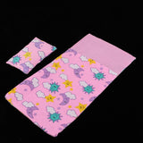 Pink Printed Cloth Bedding Set with Sleeping Bag, Pillow for 25cm Mellchan Doll Kit - Aladdin Shoppers