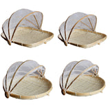 Maxbell 2 Pcs Bamboo Tent Basket Serving Food Outdoor Picnic Pop Up Round_S