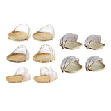 Maxbell 2 Pcs Bamboo Tent Basket Serving Food Outdoor Picnic Pop Up Round_S