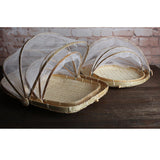 Maxbell 2pcs Bamboo Tent Basket Serving Food Outdoor Picnic Pop Up Mesh Net Cover S