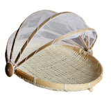 Maxbell 2 Pcs Bamboo Tent Basket Serving Food Outdoor Picnic Pop Up Round_S