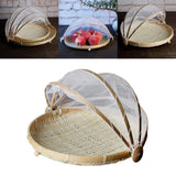 Maxbell 2 Pcs Bamboo Tent Basket Serving Food Outdoor Picnic Pop Up Round_S