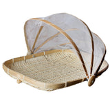 Maxbell Bamboo Tent Basket Serving Food Outdoor Picnic Pop Up Mesh Net Cover L + S