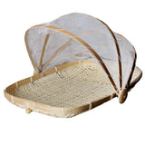 Maxbell 2pcs Bamboo Tent Basket Serving Food Outdoor Picnic Pop Up Mesh Net Cover S