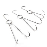 Maxbell 5x Double Hooks Hams Bacon Chicken Meat Hook Hanging Drying Tool 0.35x30cm