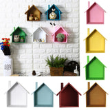 Maxbell Wooden House Shaped Shelf Shelves Wood Children Bedroom Decor White Blue