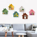 Maxbell Wooden House Shaped Shelf Shelves Wood Children Bedroom Decor White Blue