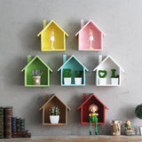 Maxbell Wooden House Shaped Shelf Shelves Wood Children Bedroom Decor White Blue