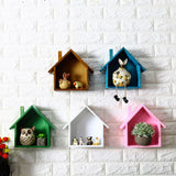 Maxbell Wooden House Shaped Shelf Shelves Wood Children Bedroom Decor White Blue