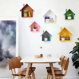 Maxbell Wooden House Shaped Shelf Shelves Wood Children Bedroom Decor White Blue