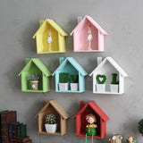 Maxbell Wooden House Shaped Shelf Shelves Wood Children Bedroom Decor White Blue