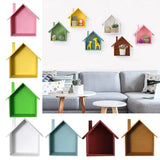 Maxbell Wooden House Shaped Shelf Shelves Wood Children Bedroom Decor White Blue