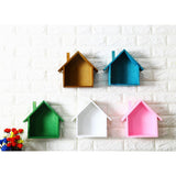 Maxbell Wooden House Shaped Shelf Shelves Wood Children Bedroom Decor White Blue