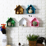 Maxbell Wooden House Shaped Shelf Shelves Wood Children Bedroom Decor White Blue