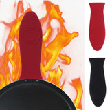 Maxbell 2pcs Silicone Pot Pan Handle Saucepan Holder Sleeve Slip Cover - Red & Black