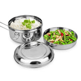 Maxbell 2x Stainless Steel Lunch Bags Round Lunch Box Food Bento Container Small