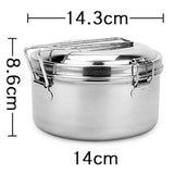 Maxbell 2x Stainless Steel Lunch Bags Round Lunch Box Food Bento Container Small