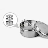 Maxbell 2x Stainless Steel Lunch Bags Round Lunch Box Food Bento Container Small