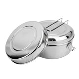 Maxbell 2x Stainless Steel Lunch Bags Round Lunch Box Food Bento Container Small